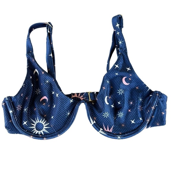 DESPI Brazilian Swimwear Plunge Cups Bikini Top Celestial Sun Moon Stars Medium - Picture 5 of 7
